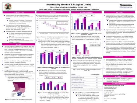 INTRODUCTION Breastfeeding Trends in Los Angeles County Gigi A. Mathew, DrPH, CPHQ and Cheryl Wold, MPH County of Los Angeles, Department of Public Health,