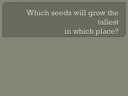 Hypothesis The reason we are doing this project is to see where grass Will grow the tallest. We think that the one at the office will grow the tallest.