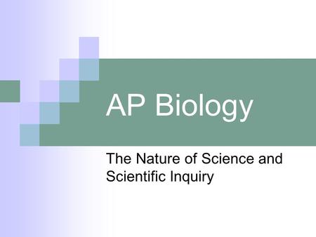 AP Biology The Nature of Science and Scientific Inquiry.