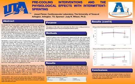 Results (cont’d) Results. Abstract Conclusions Josué Flores: Cardiovascular Laboratory, The University of Texas at Arlington, Arlington, TX; Sponsor: Judy.