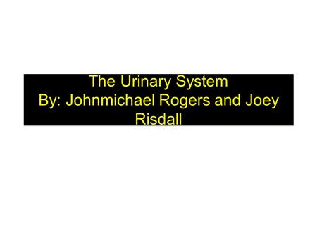 The Urinary System By: Johnmichael Rogers and Joey Risdall.