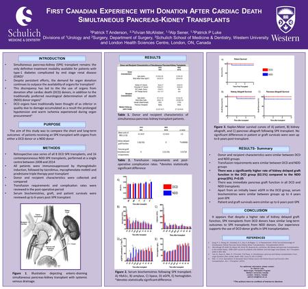 3 Patrick T Anderson, 2,3 Vivian McAlister, 1,3 Alp Sener, 1,3 Patrick P Luke Divisions of 1 Urology and 2 Surgery, Department of Surgery, 3 Schulich School.