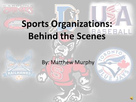 Sports Organizations: Behind the Scenes By: Matthew Murphy.