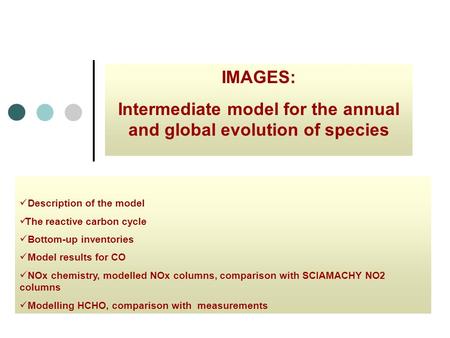 Intermediate model for the annual and global evolution of species