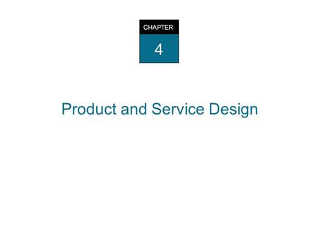 Product and Service Design