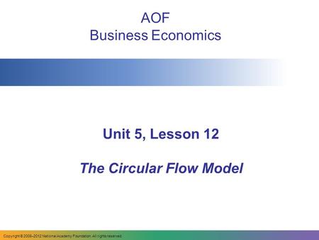 Unit 5, Lesson 12 The Circular Flow Model