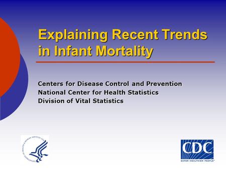 Explaining Recent Trends in Infant Mortality Centers for Disease Control and Prevention National Center for Health Statistics Division of Vital Statistics.