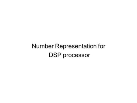 Number Representation for