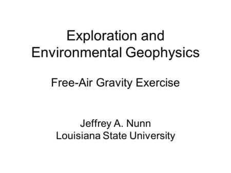 Exploration and Environmental Geophysics