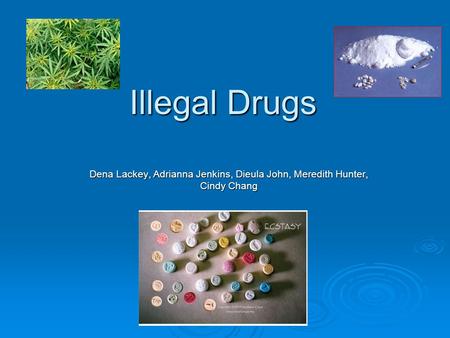 Illegal Drugs Dena Lackey, Adrianna Jenkins, Dieula John, Meredith Hunter, Cindy Chang.