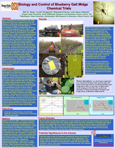 Funded by an annual grant from the Northwest Center For Small Fruit Research  Acknowledgments Biology and Control of Blueberry.