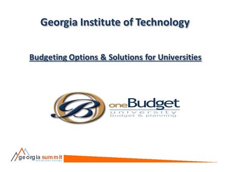 Georgia Institute of Technology Budgeting Options & Solutions for Universities.