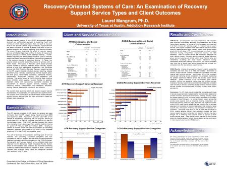 Introduction Results and Conclusions ATR Results: On demographic and social characteristics, ATR completers were more likely to be Hispanic, employed,