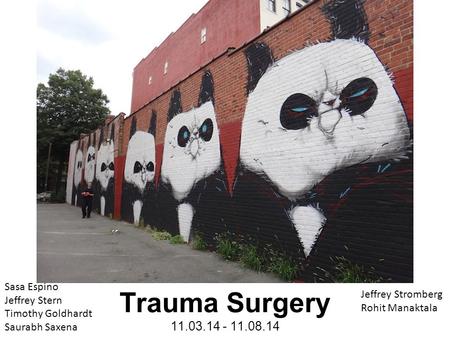 Sasa Espino Jeffrey Stern Timothy Goldhardt Saurabh Saxena Trauma Surgery 11.03.14 - 11.08.14 Jeffrey Stromberg Rohit Manaktala.