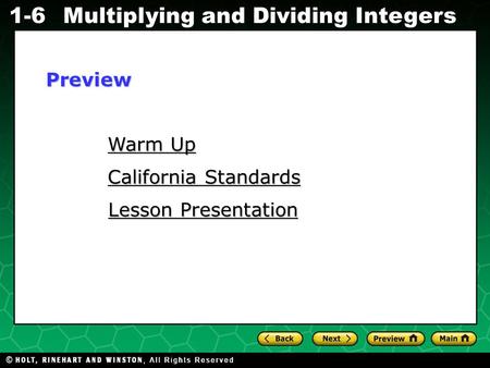 Preview Warm Up California Standards Lesson Presentation.