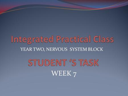 YEAR TWO, NERVOUS SYSTEM BLOCK WEEK 7. This integrated Practical class is designed by: Professor Samy A. Azer (Department of Medical Education) Dr. Rana.