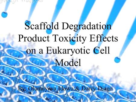 Scaffold Degradation Product Toxicity Effects on a Eukaryotic Cell Model By: Olumuyiwa Idowu & Darcy Diago.