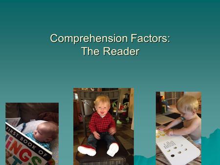 Comprehension Factors: The Reader. Five Factors of Comprehension Comprehension Reader/ Learner Text Task Teacher/ Teaching Context.