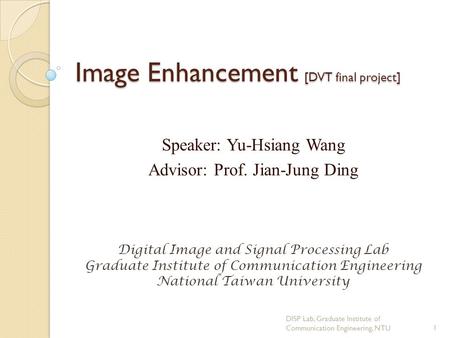 Image Enhancement [DVT final project]