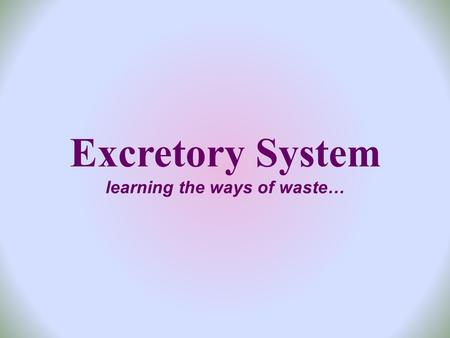 Excretory System learning the ways of waste…  Animal cells move material across the cell membrane by diffusion  nutrients and fuels for energy  from.