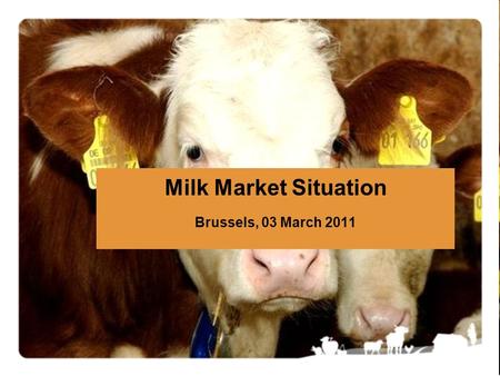 Milk Market Situation Brussels, 03 March 2011. Market Situation, 03 March 20112 !!! Data from some Member States are confidential and are NOT included.