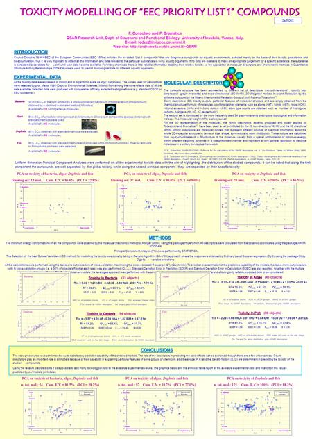 TOXICITY MODELLING OF “EEC PRIORITY LIST 1” COMPOUNDS TOXICITY MODELLING OF “EEC PRIORITY LIST 1” COMPOUNDS Council Directive 76/464/EEC of the European.