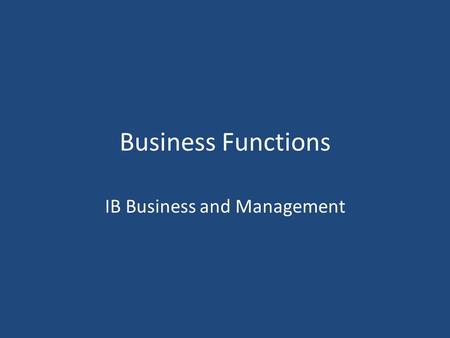 IB Business and Management