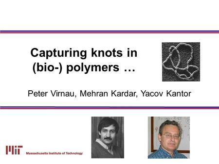 Peter Virnau, Mehran Kardar, Yacov Kantor Capturing knots in (bio-) polymers …