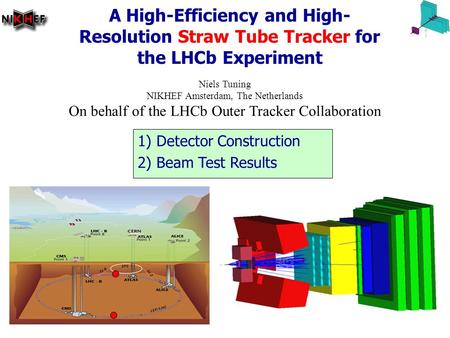 27 Octobre 2005IEEE2005 Nuclear Science Symposium, Puerto Rico, Niels Tuning 1/18 A High-Efficiency and High- Resolution Straw Tube Tracker for the LHCb.