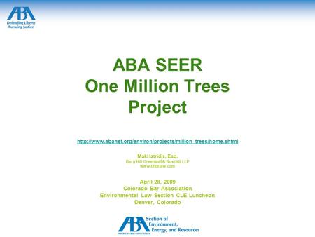 ABA SEER One Million Trees Project