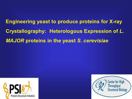 Engineering yeast to produce proteins for X-ray Crystallography: Heterologous Expression of L. MAJOR proteins in the yeast S. cerevisiae.