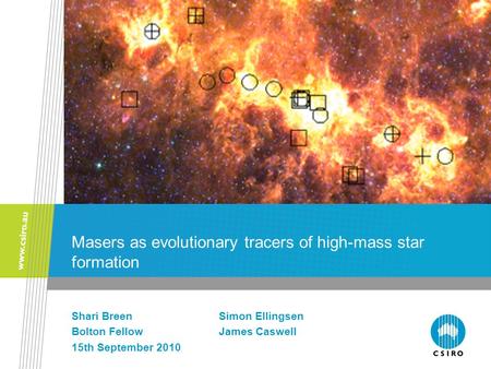 Masers as evolutionary tracers of high-mass star formation Shari BreenSimon Ellingsen Bolton FellowJames Caswell 15th September 2010.