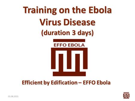 Training on the Ebola Virus Disease (duration 3 days)