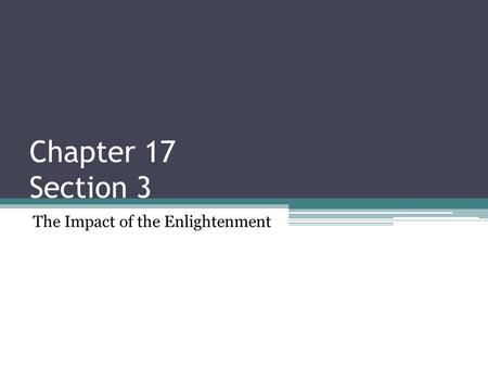 The Impact of the Enlightenment