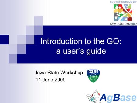 Introduction to the GO: a user’s guide Iowa State Workshop 11 June 2009.