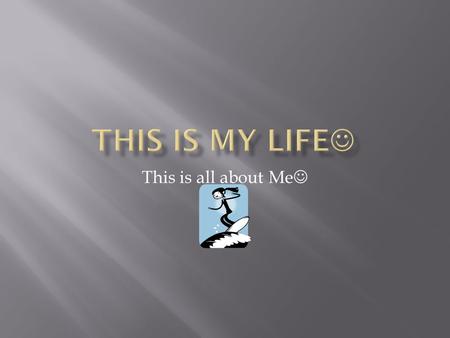 This is all about Me  I was born May 22 nd 1998  I Live with my mom, dad, and my sister  My family is different because they like everything and.