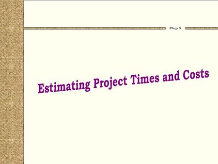 Estimating Project Times and Costs