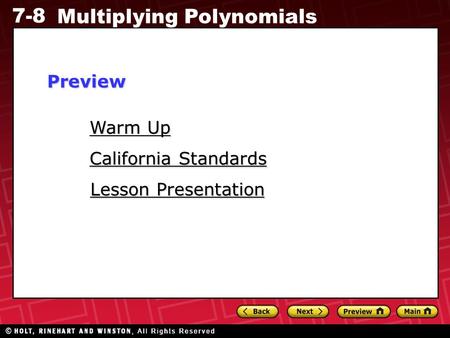 Preview Warm Up California Standards Lesson Presentation.