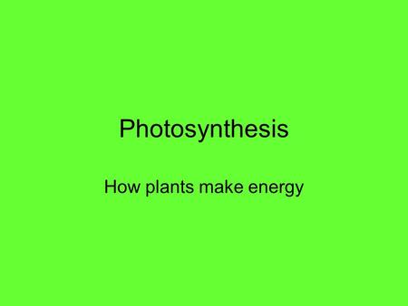 Photosynthesis How plants make energy. 1. Mesophyll A layer of cells that contain & are responsible for most of the plant’s photosynthesis chloroplasts.