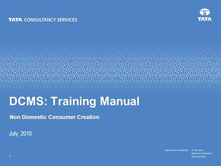 Text 1 July, 2010 DCMS: Training Manual Non Domestic Consumer Creation.