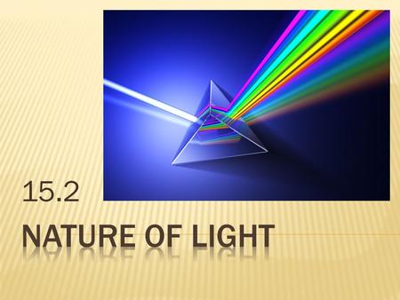 15.2  Electromagnetic waves need no medium, are produced by moving electrons in a field.  Can be reflected, refracted, diffracted, produce standing.