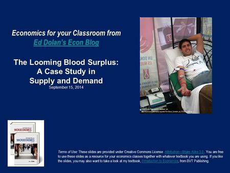 Economics for your Classroom from Ed Dolan’s Econ Blog The Looming Blood Surplus: A Case Study in Supply and Demand September 15, 2014 Ed Dolan’s Econ.