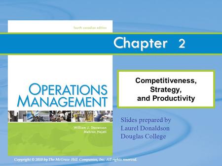 Copyright © 2010 by The McGraw-Hill Companies, Inc. All rights reserved. Chapter Competitiveness, Strategy, and Productivity 2 Slides prepared by Laurel.