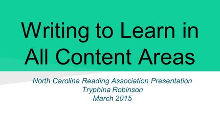 Writing to Learn in All Content Areas