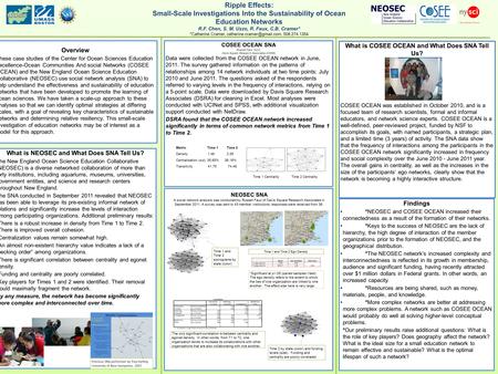 Overview These case studies of the Center for Ocean Sciences Education Excellence-Ocean Communities And social Networks (COSEE OCEAN) and the New England.