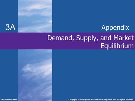 Demand, Supply, and Market Equilibrium 3A McGraw-Hill/IrwinCopyright © 2012 by The McGraw-Hill Companies, Inc. All rights reserved. Appendix.