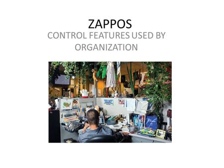 ZAPPOS CONTROL FEATURES USED BY ORGANIZATION. 6. CONTROL FEATURES One control feature Zappos uses is on time delivery (4 days). Though the goal is overnight,