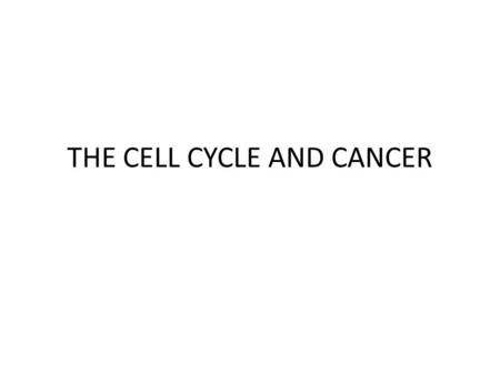 THE CELL CYCLE AND CANCER