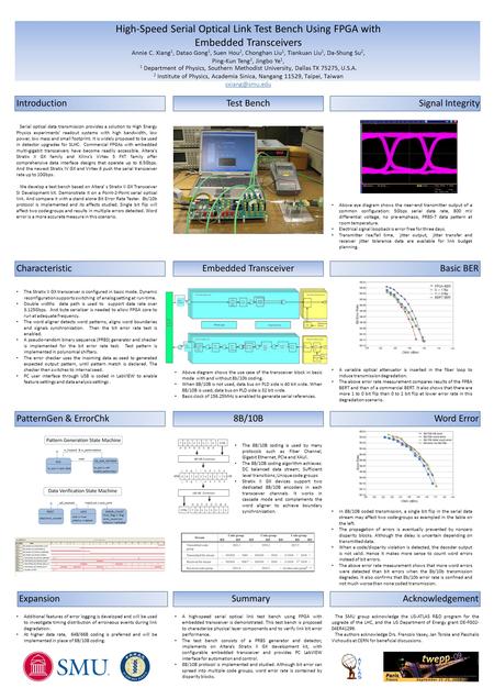 High-Speed Serial Optical Link Test Bench Using FPGA with Embedded Transceivers Serial optical data transmission provides a solution to High Energy Physics.