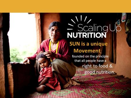 SUN is a unique Movement founded on the principle that all people have a right to food & good nutrition.